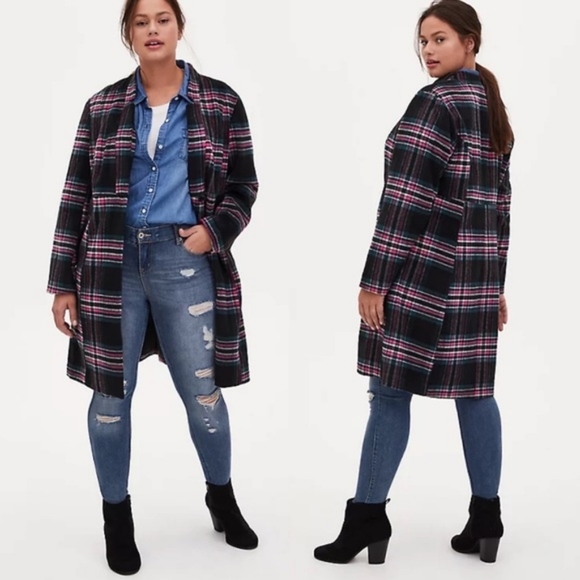 TORRID Plaid Wool Coat Size 6 (6X) - Picture 1 of 14